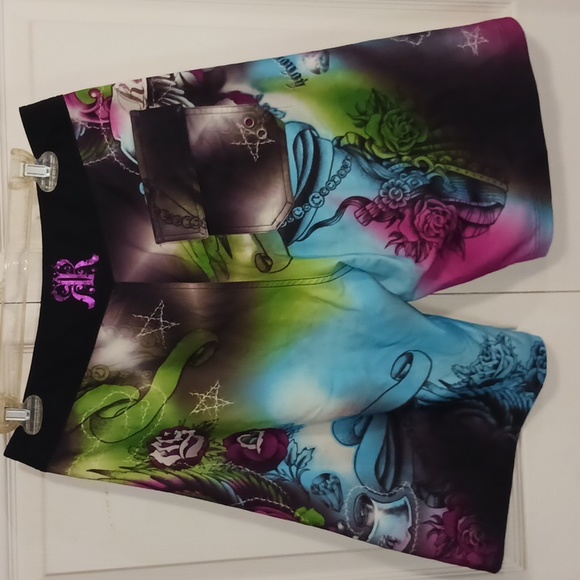 RemeteE swim trunks board shorts - 31 - goth rose print black - Picture 3 of 6